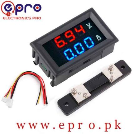 2 in 1 Digital Voltmeter Ammeter 0 to 100V 50A DC Volt Amp Meter With Shunt in Pakistan