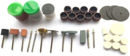 105pcs Rotary Tool Accessory Bit Bits Set 1/8" For Hobby Jeweler 1.These rotary tool bits and accessories are used for machine cutting,grinding, sanding, drilling,sharpening,shaping,carving,de-burring,and more. 2.105 pcs different rotary tool accessories,includes: sanding drums with arbors,brass wire wheels, nylon wire wheels, felt bobs,polishing wheels,fiber wheels, sandingdrums,polishing rouges, cut-off wheels,etc. 3. 3.17mm (1/8 inch) Mandrels rosin cutting sheet*30pcs sand disc*40pcs Double meshing grinding sheet*3pcs sand drum*10pcs Big rubber column*1pcs Grinding wool head*1pcs big size Wool piece*1pcs Copper bowl brush*1pcs Steel flat brush*1pcs small size Wool piece*1pcs polishing paste*1pcs grinding head*6pcs oilstone*1pcs flow*1pcs extension rod*1pcs paper card*1pcs