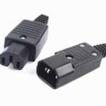 Male + Female Rewirable Power Connector 3 Pin IEC-C14 Socket Computer Power Cable Adapter 10A 250V