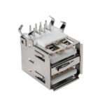 Female USB-A Printed Circuit Board Mount Connector - Double Right Angle