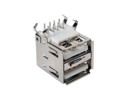 Female USB-A Printed Circuit Board Mount Connector - Double Right Angle