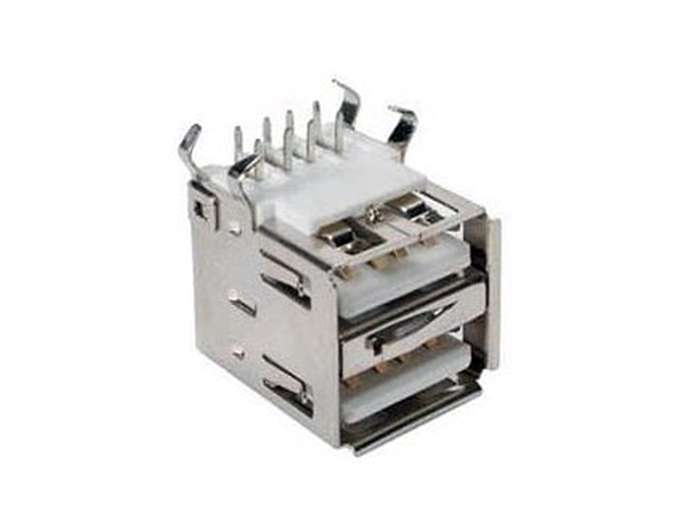 Female USB-A Printed Circuit Board Mount Connector - Double Right Angle Female USB-A Printed Circuit Board Mount Connector - Double Right Angle