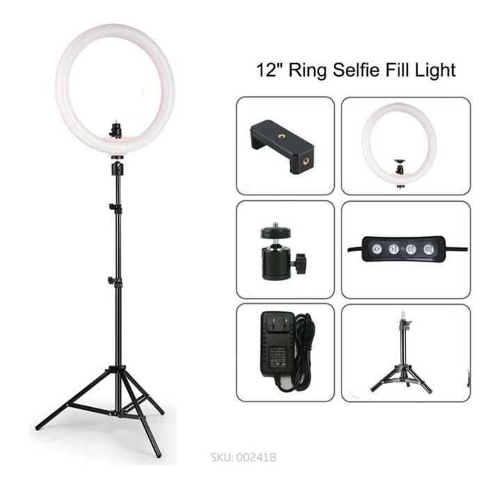 12 Inch Selfie Ring Light with 76 Inch Tripod Stand & amp; Cell Phone Holder - Perfect for Live Stream, Makeup, YouTube Videos, Photography, TikTok & More - Image 2