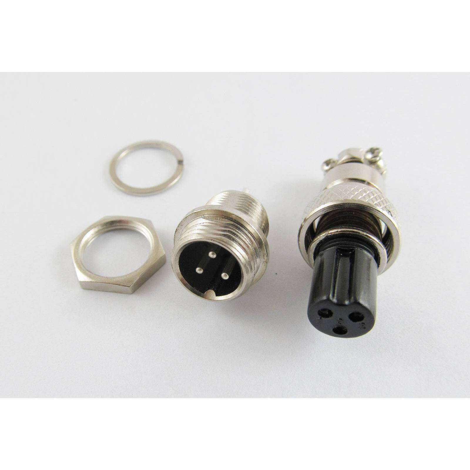 3 pin connector, metal connector, male-female thread, panel connector, electrical connections, industrial, automotive, easy to install, secure connections