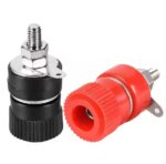 Nickel plated 4MM Red+Black lantern Female head banana plug screw 2pcs